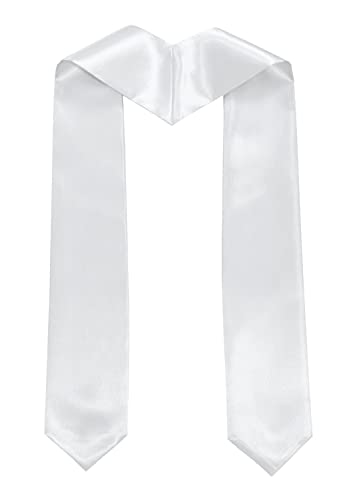 MyGradDay Plain Graduation Stole Colorful Stole for Adult Length 60",Rich in Color - color: White