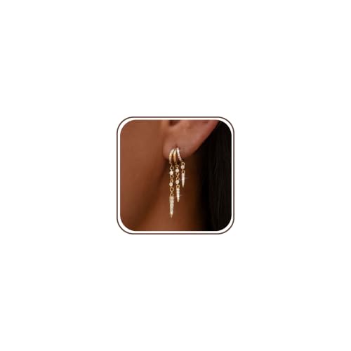 Dangle Earrings for Women Trendy Triple Huggie Hoop Stud Earring - color: E. Spiked