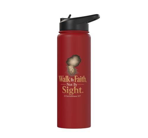 Christian Walk By Faith Not By Sight 2 Corinthians 5:7 Stainless Steel Insulated Water Bottle - color: Red