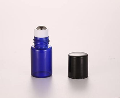 20 Pack Set 2ML(5/8 Dram) Mini Sample Roll Glass Bottles for Essential Oils Roller Refillable Perfume Roll Bottle (2ML Blue) - color: 2ML Blue