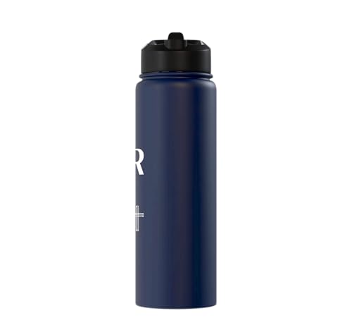 Created With A Purpose Ephesians 2 10 Verse Stainless Steel Insulated Water Bottle - color: Navy Blue