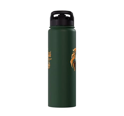 Christian Bible Verse Joshua 1:9 Lion Stainless Steel Insulated Water Bottle - color: Dark Green