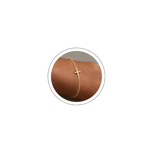 Robaice 18K Gold Plated Cross Charm Bracelet for Women - color: F Gold Cross Bracelets