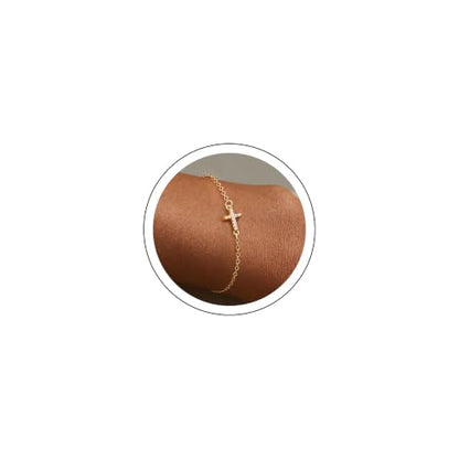 Robaice 18K Gold Plated Cross Charm Bracelet for Women - color: F Gold Cross Bracelets