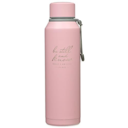 Christian Art Gifts Insulated Stainless Steel Double Wall Vacuum Sealed Water Bottle for Women: Be Still & Know - Psalm 46:10 Inspirational Bible Verse for Hot/Cold Liquids All Day, Pink, 24 fl. oz. - color: Be Still/Pink