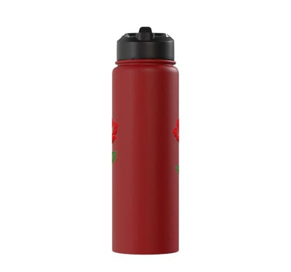 Maria Personalized Rose Name Elegant Floral Women Girls Stainless Steel Insulated Water Bottle - color: Red