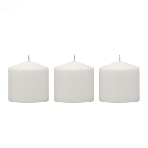 Stonebriar 3 Pack Tall 3 x 3 Inch 18 Hour Long Burning Unscented White Wax Pillar Candles - size: 3 x 3 inches, style: Pack of 3