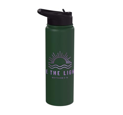 Be the Light Scripture (Matthew 5:14) For Encouragement Stainless Steel Insulated Water Bottle - color: Dark Green