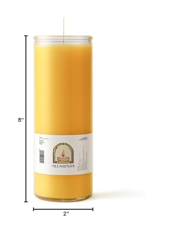 3pk Yellow Amarillo 90hr | 7-Day Prayer Candles - Glass Jar Veladoras, Unscented Paraffin Wax | Success, Luck & Confidence Novena - Catholic Hispanic Church Altar, Memorial Vigil & Prosperity - color: Yellow