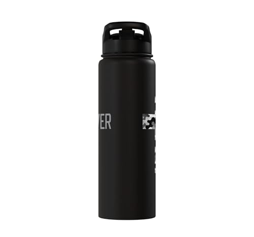 Faith Over Fear Christian Camo Cross Religious Bible Verse Stainless Steel Insulated Water Bottle - color: Black