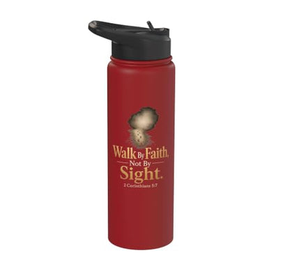 Christian Walk By Faith Not By Sight 2 Corinthians 5:7 Stainless Steel Insulated Water Bottle - color: Red