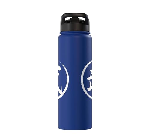 “Warrior” Japanese Kanji Word Graphic Stainless Steel Insulated Water Bottle - color: Royal Blue