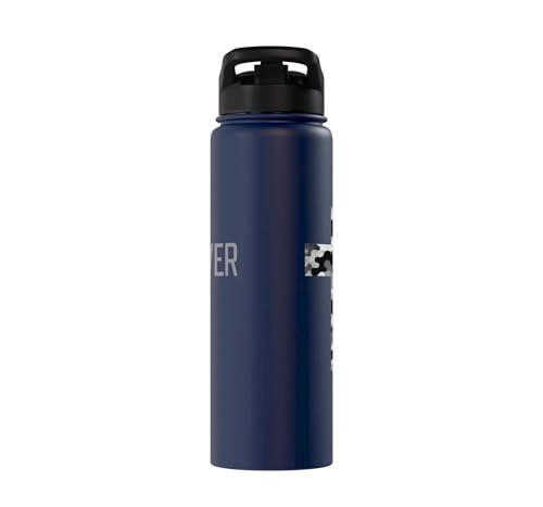 Faith Over Fear Christian Camo Cross Religious Bible Verse Stainless Steel Insulated Water Bottle - color: Navy Blue