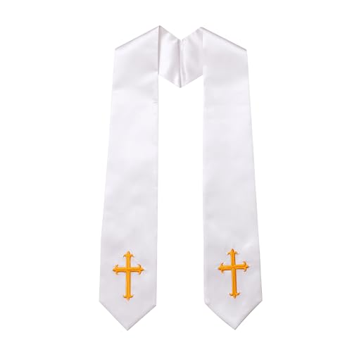 Clergy Stole & Choir Stole with Embroidered 60/72" - color: White, size: 60 inch