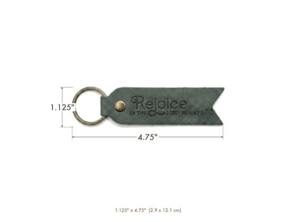 Leather Keychain, Christian Gifts for Men and Women, Full Grain Cowhide Debossed Bible Verse Flat Key Fob - color: Eden Green