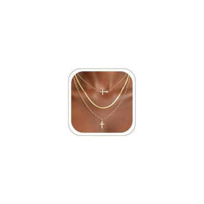 3pcs Gold Cross Necklace for Women, Layered Necklace - color: Gold 1