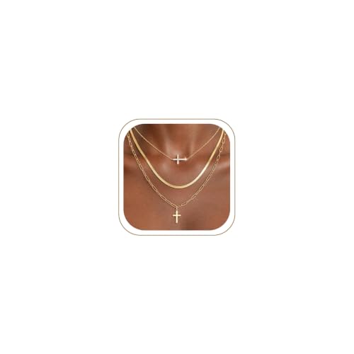 3pcs Gold Cross Necklace for Women, Layered Necklace - color: Gold 1