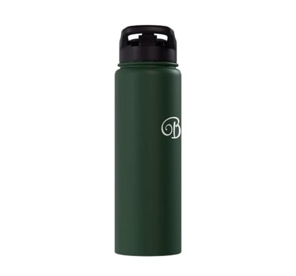 Blessed White Fancy Script Christian Religious God Jesus Stainless Steel Insulated Water Bottle - color: Dark Green