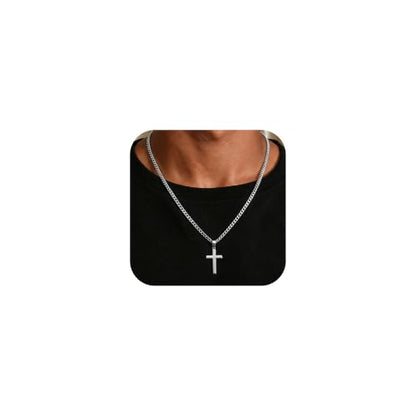 Deefire Stainless Steel Cross Necklace for Men 5mm Cross Chain for Men