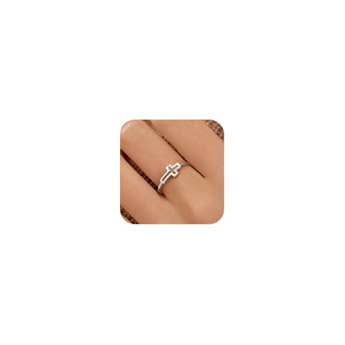 925 Sterling Silver Hollow-out Cross Purity Ring for Women - color: Silver