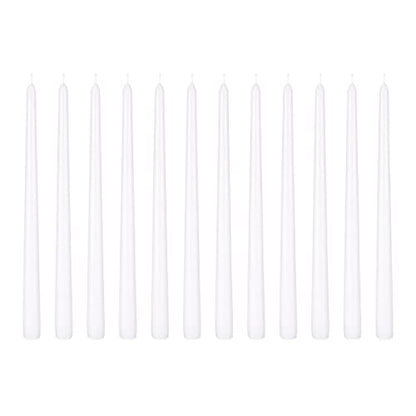 Mega Candles 12 pcs Unscented White Taper Candles, Hand Poured Wax Candle 12 Inch x 7/8 Inch, Home Décor, Wedding Receptions, Centerpieces, Occasions, Events, Romantic Dinners, Prayer, Holders - color: White