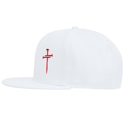 Christian Hats for Men Women - Cross Faith Flat Snapcback Hats - Religious Gifts for Thanksgiving Christmas - color: White/Cross Red