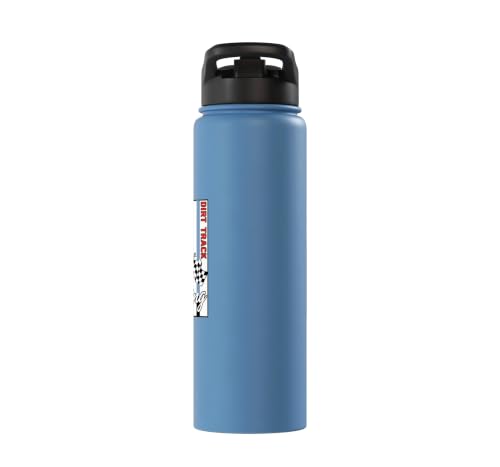 Car Dirt Track Racing Checkered Flag American Flag Racing Stainless Steel Insulated Water Bottle - color: Light Blue