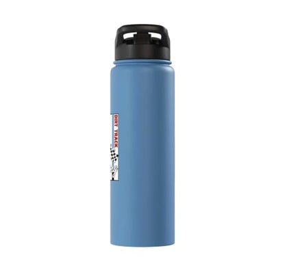 Car Dirt Track Racing Checkered Flag American Flag Racing Stainless Steel Insulated Water Bottle - color: Light Blue