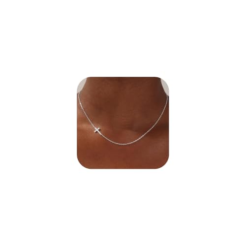 925 Sterling Silver Cross Necklace for Women Silver Cross Necklace - color: Silver -18"