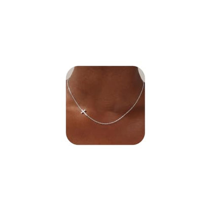 925 Sterling Silver Cross Necklace for Women Silver Cross Necklace - color: Silver -20"