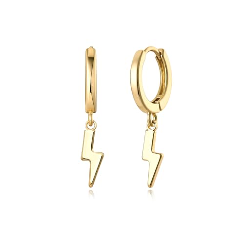 Earrings for Women 14K Gold Plated Huggie Hoop Dangle - color: 05. Lightning