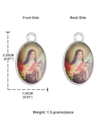 COTTVOTT Saint Therese of Lisieux/Saint Mother Teresa of Calcutta/Divine Mercy Jesus/Mater Dolorosa Patron Saint Medal Charm Pendant for DIY Rosary Necklace Bracelet Jewelry Making Part - color: 30pcs-Enamel St. Therese