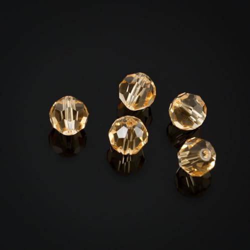 100pcs Adabele Austrian 4mm (0.16 Inch) Small Faceted Round Crystal Beads Golden Yellow Champagne Compatible with Swarovski Crystals for Jewelry Craft Making - color: Gold Champagne, size: 4mm Small (100pcs)