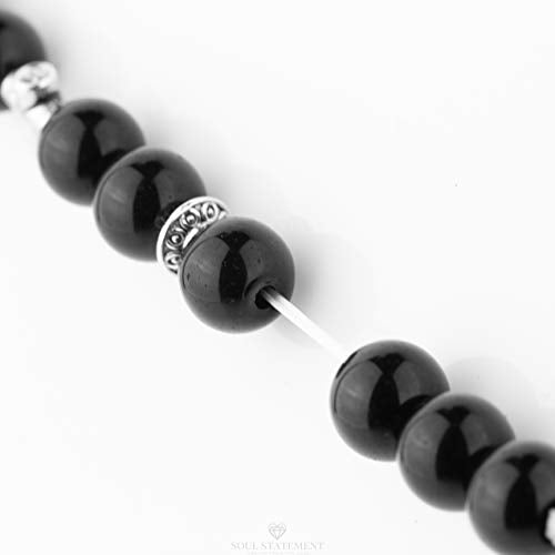 Wood Beaded Cross Bracelet for Men: Confirmation Gifts for Teens First Communion Religious Cross Statement - style: Onyx beads with cross
