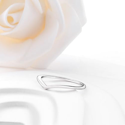 Helonley Birthstone Stack Rings for Women: 925 Sterling Silver Stacked Ring - color: Wishbone Ring