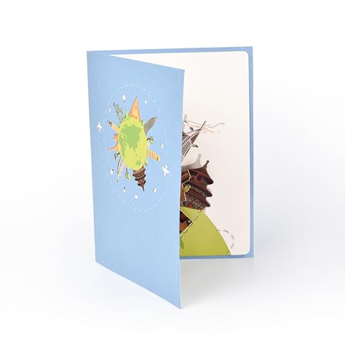 3D Pop Up Interesting Cards for men - Travel Theme Greeting Card - color: Landmark building