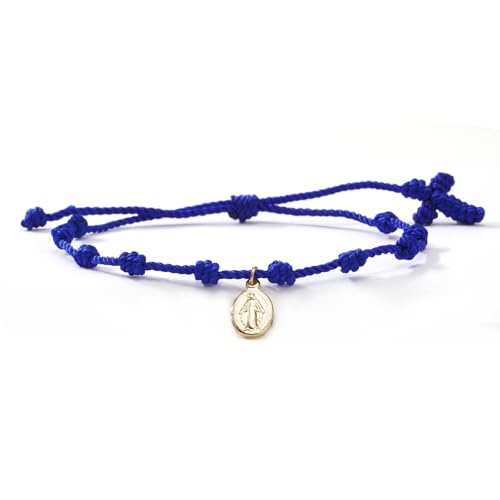 10 Knots Lucky Protection Rope Cross Bracelet For Women Men, Handmade Good Jesus Pendant Charm Amulet Adjustable Christian Pulsera Decenario String Jewelry, Daily Friendship Gift - color: Jesus Blue