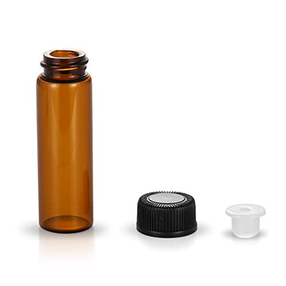 12 Pack Set Brown Screw Cap Glass Bottle Small Mini Empty Oil Amber Vial (5ml) - style: 5ML