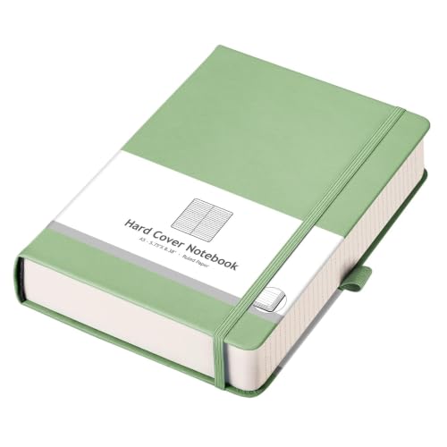 AHGXG Lined Journal Notebook, 320 Numbered Pages, A5 (5.75'' X 8.38'') - color: Light Green, size: A5