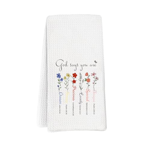 Christian Gifts for Women Hand Towel,Great for Easter Holiday Church Faith Gifts，Hymn Tea Towels Decorative for Kitchen Bathroom， God Says You are Christian Dish Towels,16×24 - color: God Says You Are