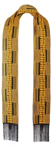 Dupsie's Kente African Print Church Clergy Pastor Choir Stole/Sash with Fringes - color: Gold