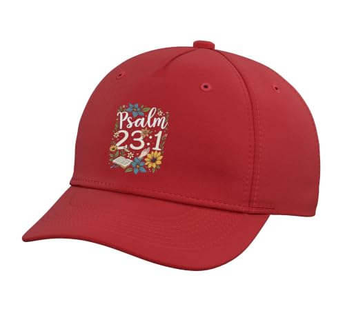Psalm 23:1 Bible Verse Flowers Christian Women Adjustable Baseball Hat - color: Red