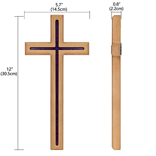 ARCHOBAN Cross for Wall, 12 Inch Handmade Catholic Wooden Wall Cross Decor, Giftable - size: 12"L x 5.7"W