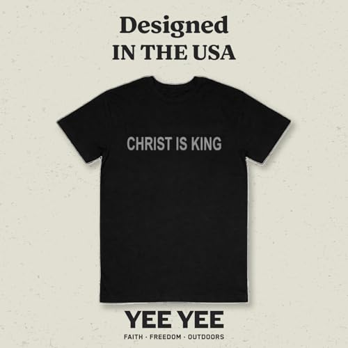 Yee Yee Apparel Christian Faith Graphic Tee Shirt – Men’s Christian Graphic Tees and Short Sleeve Shirts - color: Christ is King Black, size: XX-Large