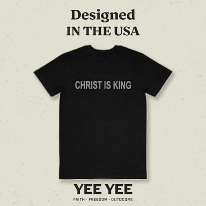 Yee Yee Apparel Christian Faith Graphic Tee Shirt – Men’s Christian Graphic Tees and Short Sleeve Shirts - color: Christ is King Black, size: XX-Large