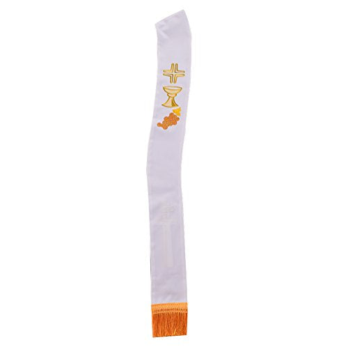 BLESSUME Cross Deacon Reversible Stole Church Cleric Stole - color: White/Purple