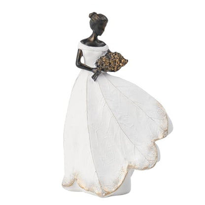 Guichifun Fairy Statue White Leaf Angel Girls Resin 7.5 x 4.5 x 11.5 Inch - color: White-flower, size: Large