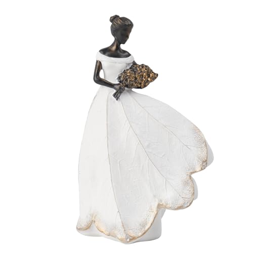 Guichifun Fairy Statue White Leaf Angel Girls Resin 7.5 x 4.5 x 11.5 Inch - color: White-flower, size: Large