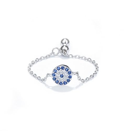 925 Sterling Silver Adjustable Link Chain Rings for Women Daughter - color: Style 7-Silver