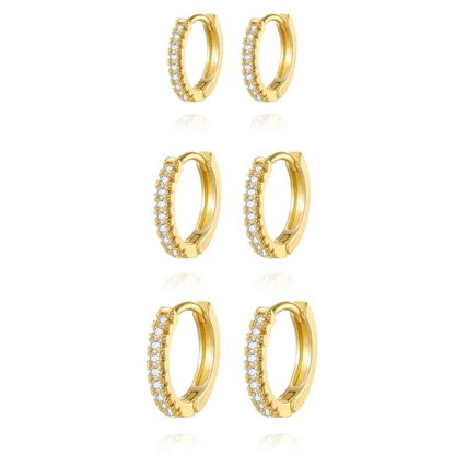 18K Gold Plated Hoop Earrings for Women, NICKEL-FREE & HYPOALLERGENIC, Timeless Jewelry Gift - color: Gold-6pcsC